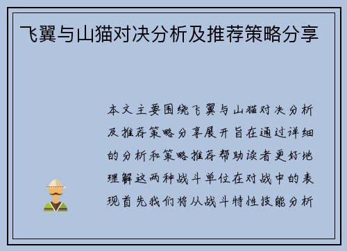 飞翼与山猫对决分析及推荐策略分享